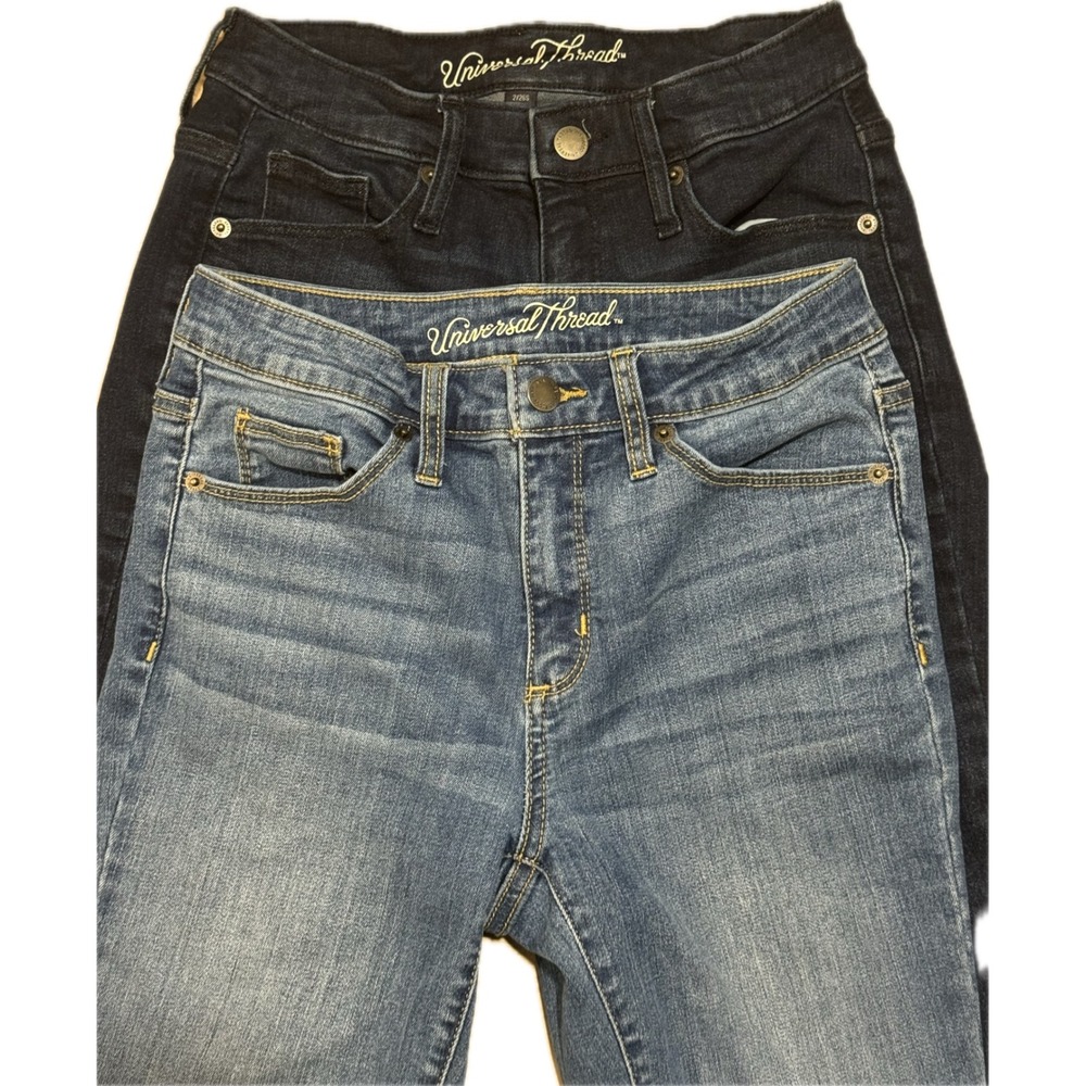 Universal Thread High Rise Skinny Jeans Bundle 2/26S Medium & Dark Wash 2 Pairs